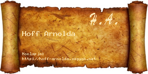 Hoff Arnolda névjegykártya